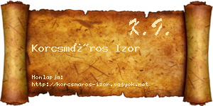 Korcsmáros Izor névjegykártya